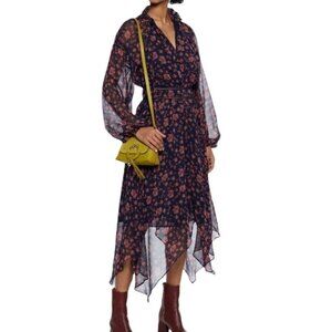 Walter Baker Navy Floral Handkerchief Hem Dress Size 4  NWT